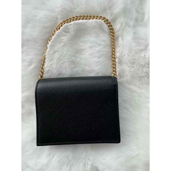 Gucci Zumi Compact Chain Card Case – Black Leather Wallet on Chain - Picture 2 of 8